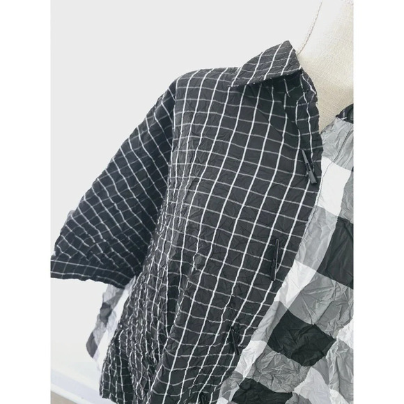 Moonlight Y&S Fashion Buffalo Plaid Checkered Gingham Oversized Crinkle Blouse S - Picture 4 of 11